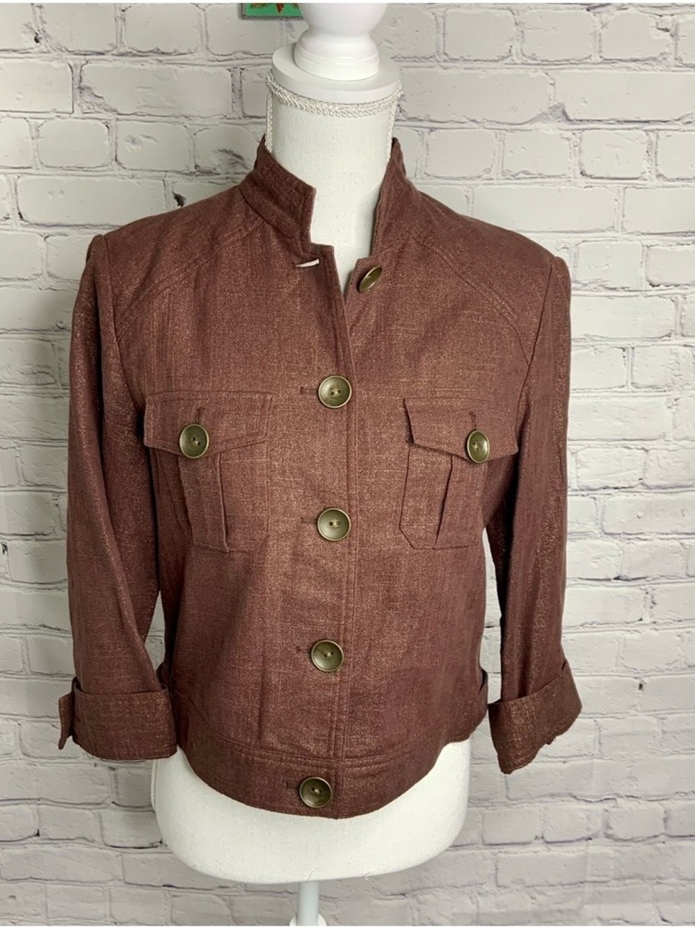 BIANCA NYGARD Linen Blend Brownish Jacket Blazer 8
